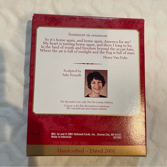 Vintage Hallmark Keepsake Ornament- America For Me Colonial Flag Includes Box - Picture 2 of 6